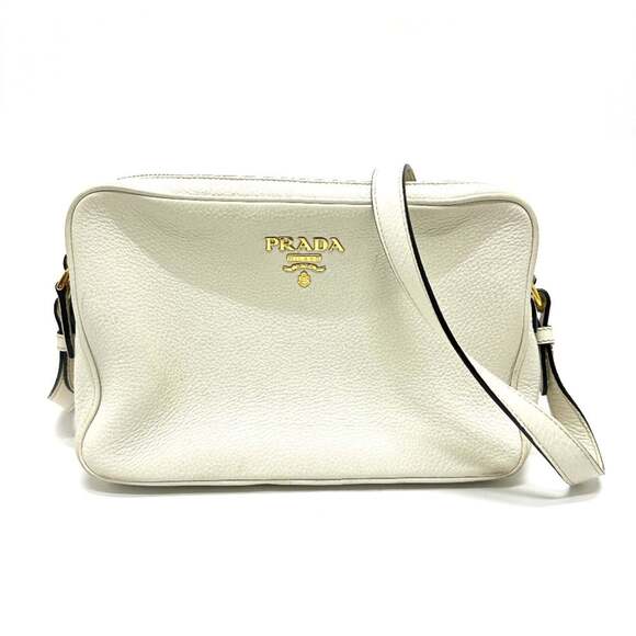 PRADA White Leather Pochette Shoulder Bag